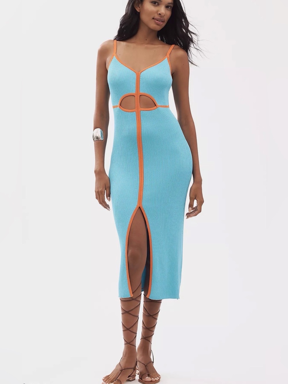 NWT Siempre x Anthropologie Knit Contrast Maxi Dress Size XL
